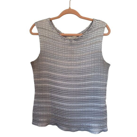 Casual Corner Open Sweater and Tank Top Set Large Gray Textured Sleeveless Knit - Picture 3 of 12